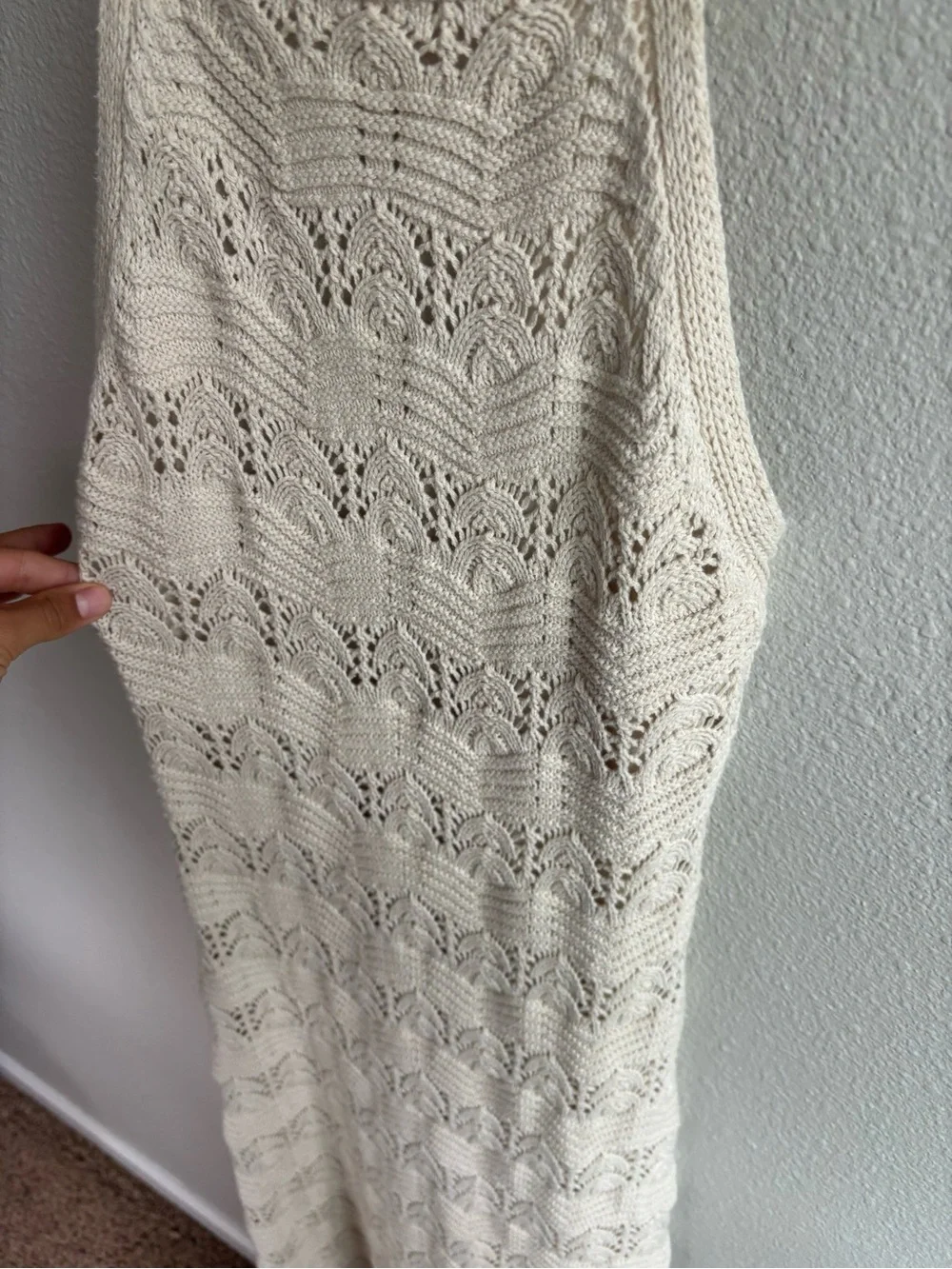 Boho Crochet Halter Maxi Dress in Cream - Picture 3 of 9